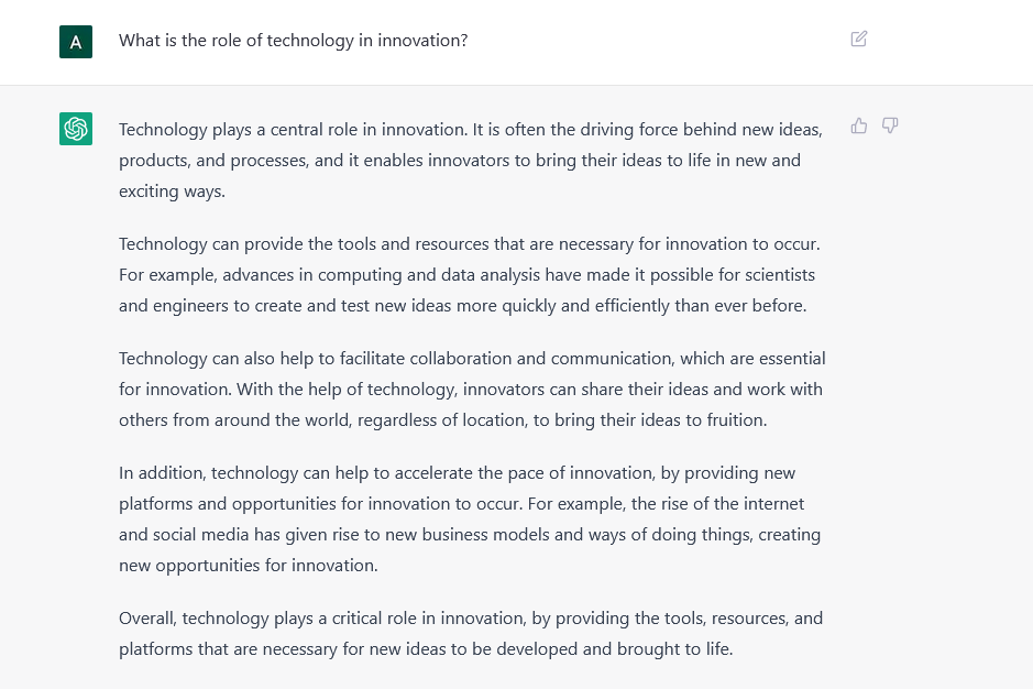 ChatGPT: ¿Cuál es el papel de la tecnología en la innovación?